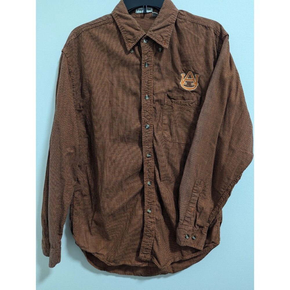 Forest & Hue Button Down Shirt Men S Orange Auburn Embroidered Long Sleeve